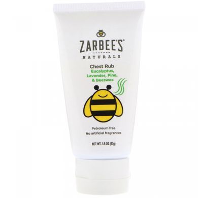 Naturals, chest balm with eucalyptus, lavender, pine and beeswax, Zarbees, 1.5 oz (43 g).