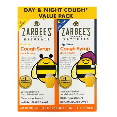 Дитячий денний і нічний сироп від кашлю Zarbee's (Cough Syrup) 236 мл зі смаком винограду