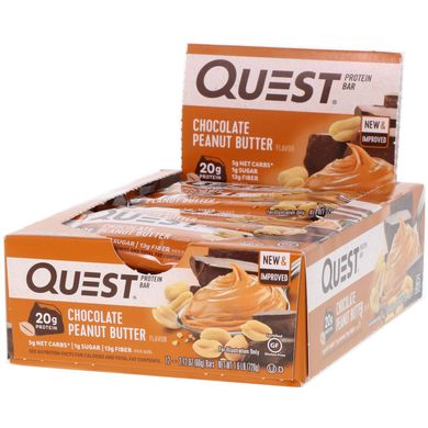 Протеїнові батончики Quest, шоколадне Арахісова олія, Quest Nutrition, 12 батончиків, 2,12 унції (60 г) кожен