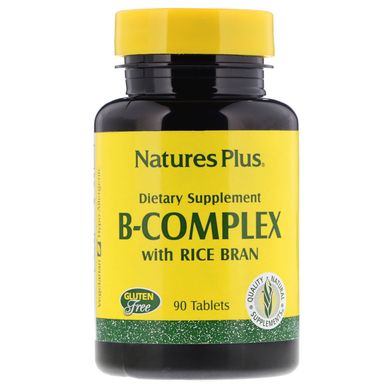 Комплекс вітамінів B з рисовими висівками, Nature's Plus, 90 таблеток