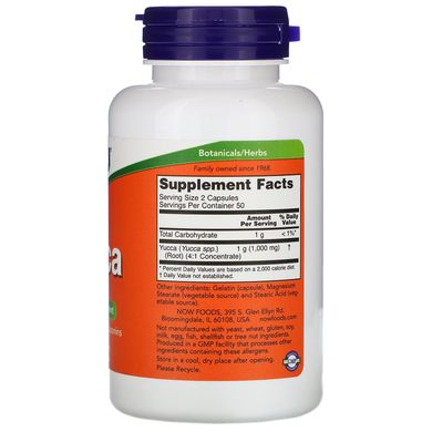 Юкка Now Foods (Yucca Herbal Supplement) 500 мг 100 капсул