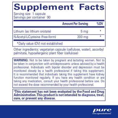 Літій Оротат Pure Encapsulations (Lithium Orotate) 5 мг 90 капсул