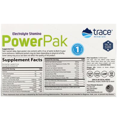 Електроліти Trace Minerals Research (Electrolyte Stamina Power Pak) 30 пакетиків зі смаком ягід асаї