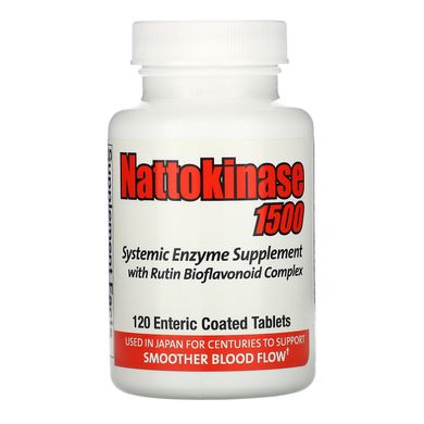 Наттокіназа 1500, Naturally Vitamins, 120 таблеток з ентеросолюбільним покриттям