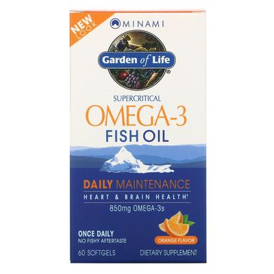 Омега-3 рыбий жир апельсин Minami Nutrition (Omega-3 Fish Oil Supercritical) 850 мг 60 капсул купить в Киеве и Украине