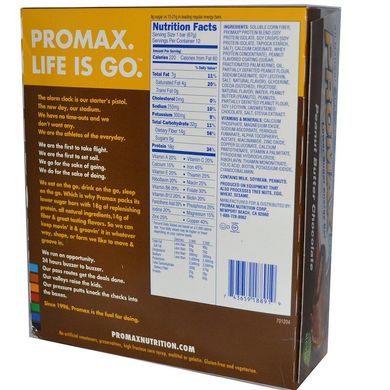 Протеїновий батончик, нижній цукор, Protein Bar, Lower Sugar, шоколад з арахісовим оліям, Promax Nutrition, 12 батончиків, 2,36 унції (67 г) кожен