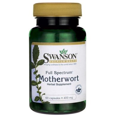Повний спектр Пустирник, Full Spectrum Motherwort, Swanson, 400 мг, 60 капсул