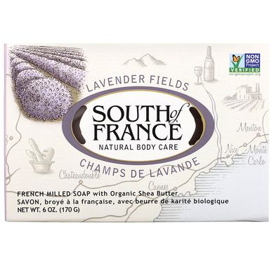 Лавандові поля, французьке відлущувальну овальне мило з органічною олією ши, South of France, 6 унцій (170 г)
