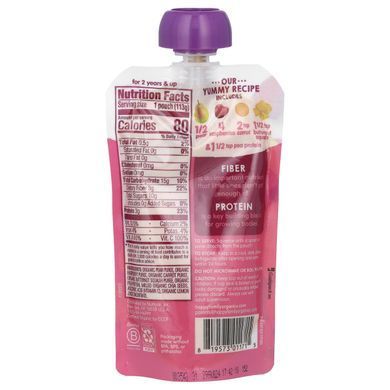 Happy Family Organics (Inc. Happy Baby Happytot Fiber Protein) 113 g translates to Baby food from protein fruits vegetables.