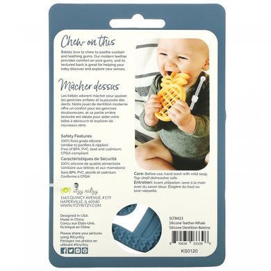 Itzy Ritzy, Chew Crew, silicone teether, from 3 months, whale, 1 teether.