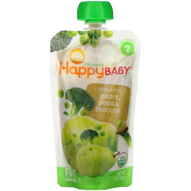 Дитяче харчування з брокколі горошку груші Happy Family Organics (Inc. Happy Baby Stage 2 6 + Months) 99 г