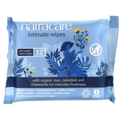 Сертифіковані органічні бавовняні серветки для інтимної гігієни, Natracare, 12 серветок