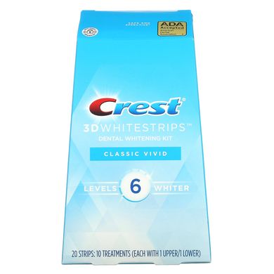Набір для відбілювання зубів, 3D Whitestrips, Dental Whitening Kit, Classic Vivid, Crest, 20 шт