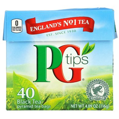 PG Tips, Чорний чай, 40 чайних пакетиків, 4,09 унції (116 г)
