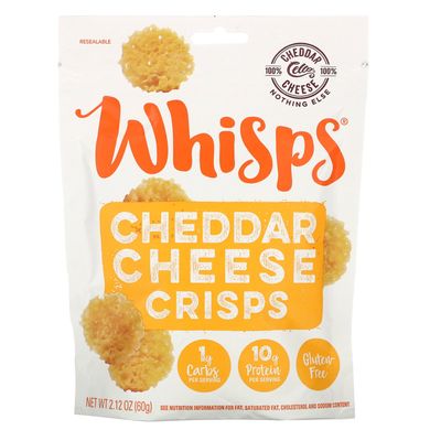Чіпси з сиром чеддер, Cheddar Cheese Crisps, Whisps, 60 г