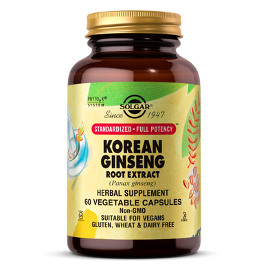 Екстракт кореня корейського женьшеню Solgar (Korean Ginseng Root Extract) 60 рослинних капсул
