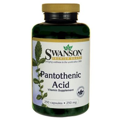 Пантотенова кислота B-5, Pantothenic Acid (Vitamin B-5), Swanson, 250 мг, 250 капсул
