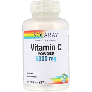 Витамин C в порошке, Vitamin C Crystalline Powder, Solaray, 5000 мг, 227 г купить в Киеве и Украине