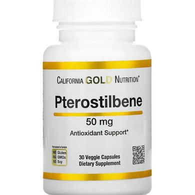 Птеростильбен California Gold Nutrition (Pterostilbene) 50 мг 30 рослинних капсул