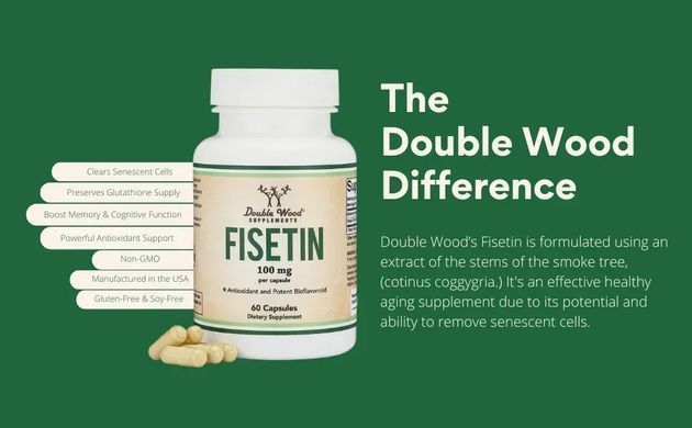 Wood Fisetin Memory and Cognitive Support Double (60 capsules)