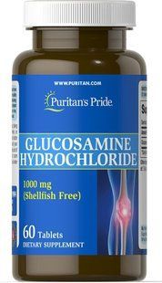 Глюкозамина гидрохлорид Без моллюсков, Glucosamine Hydrochloride Shellfish-Free, Puritan's Pride, 1000 мг, 60 таблеток купить в Киеве и Украине