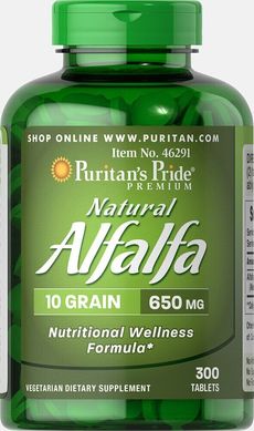 Натуральна люцерна, Natural Alfalfa, Puritan's Pride, 650 мг, 300 таблеток