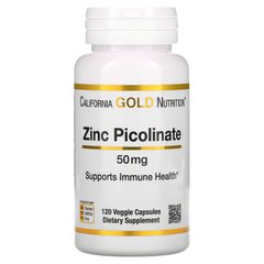 Цинк Пиколинат California Gold Nutrition (Zinc Picolinate) 50 мг 120 вегетарианских капсул купить в Киеве и Украине