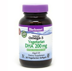 Вегетаріанська омега-3 з водоростей, DHA 200 мг, Bluebonnet Nutrition, 30 рослинних капсул