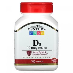 (ТЕРМІН!!!) Вітамін Д3 21st Century (Vitamin D3) 400 МО 100 таблеток