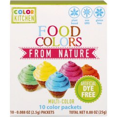 Природні харчові барвники, різні кольори, ColorKitchen, 10 пакетиків з барвниками, 0,088 унц (2,5 г) кожен