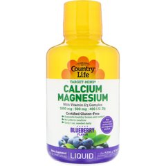 Рідкий кальцій з цитратом магнію Country Life (Liquid Calcium Magnesium) 472 мл зі смаком чорниці