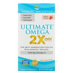 Рыбий жир мини со вкусом клубники Nordic Naturals (Ultimate Omega 2X) 1120 мг 60 капсул купить в Киеве и Украине
