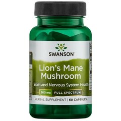 Ежовик Гребенчастый Swanson (Full Spectrum Lion's Mane Mushroom) 500 мг 60 капсул купить в Киеве и Украине