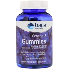 Омега-3 жувальні цукерки, натуральна чорниця, Omega -3 Gummies, Natural Blueberry, Trace Minerals Research, 90 жувальних цукерок
