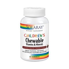 Мультивітаміни для дітей Solaray (Children's Chewable Vitamins & Minerals) 60 жувальних таблеток зі смаком вишні