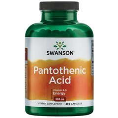 B-5 Пантотеновая кислота, Pantothenic Acid (Vitamin B-5), Swanson, 500 мг, 250 капсул купить в Киеве и Украине
