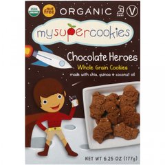 Цільнозернове печиво, шоколадні герої, MySuperCookies, 6,25 унц (177 г)