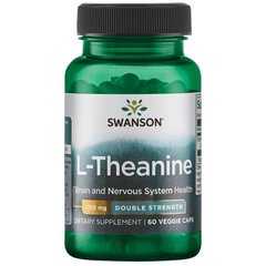 Амінокислота L-теанін - подвійна сила, L-Theanine - Double Strength, Swanson, 200 мг 60 капсул