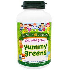 Смачна зелень, фруктовий пунш, Sunny Green, 120 жувальних таблеток