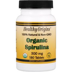 Органическая спирулина, Organic Spirulina, Healthy Origins, 500 мг, 180 таблеток купить в Киеве и Украине