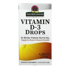 Витамин D-3, капли, 4000 МЕ, Nature's Answer, 0,5 жидких унций (15 мл) купить в Киеве и Украине