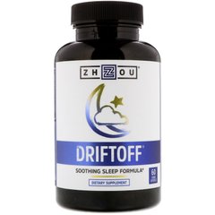 Driftoff, заспокійлива формула-снодійне, Zhou Nutrition, 60 вегетаріанських капсул