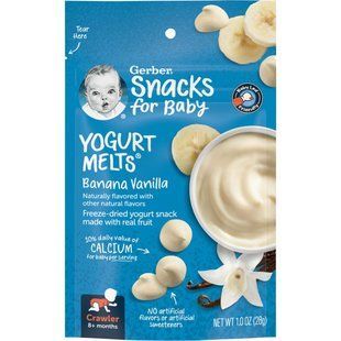 Йогурт, 8+ месяцев, банановая ваниль, Yogurt Melts, 8+ months, Banana Vanilla, Gerber, 28 г купить в Киеве и Украине
