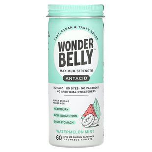 Wonderbelly, антацидний засіб, кавун і м&rsquo;ята, 60 жувальних таблеток