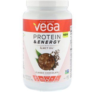 Protein and Energy with 3 g of MCT Oil, Classic Chocolate, Vega, 844 g