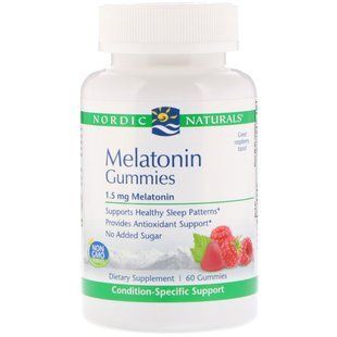 Жевательные таблетки с мелатонином Nordic Naturals (Melatonin Gummies) 1.5 мг 60 жевательных таблеток со вкусом малины купить в Киеве и Украине