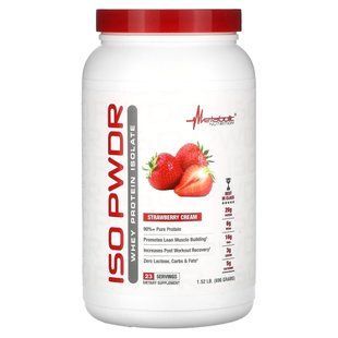Metabolic Nutrition, ISOpwdr, ізолят сироваткового протеїну, полуничний крем, 690 г (1,52 фунта)