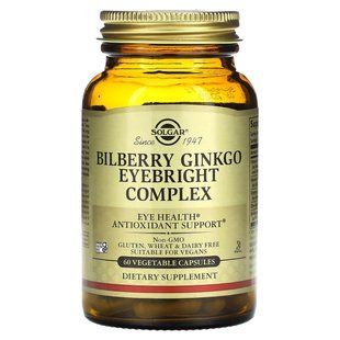 Complex for Vision Blueberry Ginkgo Eyebright Solgar (Blueberry Ginkgo Eyebright Complex) 60 Vegetarian Capsules
