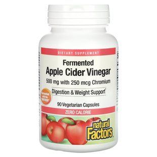 Natural Factors, ферментований яблучний оцет, 500 мг, 90 вегетаріанських капсул