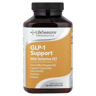 LifeSeasons, Therapeutics, поддержка GLP-1, с берберином гидрохлоридом, 120 растительных капсул купить в Киеве и Украине